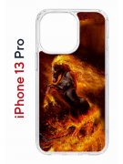 Чехол-накладка Apple iPhone 13 Pro (606543) Kruche PRINT Конь огонь
