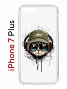 Чехол-накладка iPhone 7 Plus/8 Plus Kruche Print Кот в наушниках
