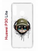 Чехол-накладка Huawei P30 Lite/Honor 20S/Honor 20 Lite/Nova 4e Kruche Print Кот в наушниках