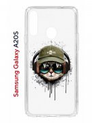 Чехол-накладка Samsung Galaxy A20S (588937) Kruche PRINT Кот в наушниках