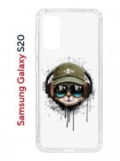 Чехол-накладка Samsung Galaxy S20 Kruche Print Кот в наушниках