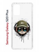 Чехол-накладка Samsung Galaxy S20 Plus Kruche Print Кот в наушниках