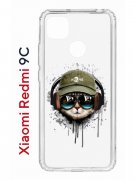 Чехол-накладка Xiaomi Redmi 9C Kruche Print Кот в наушниках