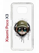 Чехол-накладка Xiaomi Poco X3 Kruche Print Кот в наушниках