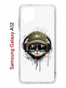 Чехол-накладка Samsung Galaxy A12/M12 Kruche Print Кот в наушниках