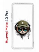 Чехол-накладка Huawei Mate 40 Pro (593961) Kruche PRINT Кот в наушниках