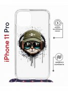 Чехол-накладка Apple iPhone 11 Pro (598923) Kruche PRINT Кот в наушниках