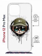 Чехол-накладка iPhone 12 Pro Max Kruche Magrope Print Кот в наушниках