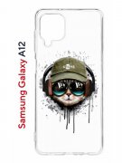 Чехол-накладка Samsung Galaxy A12 (608589) Kruche PRINT Кот в наушниках