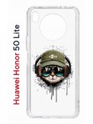Чехол-накладка Huawei Honor 50 Lite/Nova 8i Kruche Print Кот в наушниках