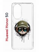 Чехол-накладка Huawei Honor 50/Nova 9 Kruche Print Кот в наушниках