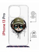Чехол-накладка Apple iPhone 13 Pro (610630) Kruche PRINT Кот в наушниках