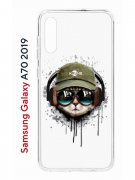 Чехол-накладка Samsung Galaxy A70 2019 (576908) Kruche PRINT Кот в наушниках