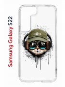 Чехол-накладка Samsung Galaxy S22 Kruche Print Кот в наушниках