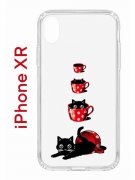 Чехол-накладка iPhone XR Kruche Print Котенок в чашке