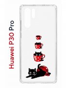 Чехол-накладка Huawei P30 Pro Kruche Print Котенок в чашке