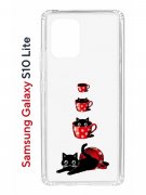 Чехол-накладка Samsung Galaxy S10 Lite Kruche Print Котенок в чашке