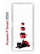 Чехол-накладка Huawei P Smart 2021 (594564) Kruche PRINT Котенок в чашке
