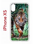 Чехол-накладка iPhone X/XS Kruche Print Крадущийся тигр