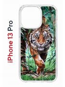 Чехол-накладка iPhone 13 Pro Kruche Print Крадущийся тигр