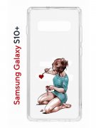 Чехол-накладка Samsung Galaxy S10+ Kruche Print Рисуя любовь