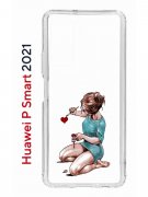 Чехол-накладка Huawei P Smart 2021 (594564) Kruche PRINT Рисуя любовь