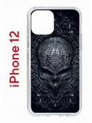 Чехол-накладка iPhone 12/12 Pro Kruche Print Череп техно