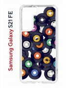 Чехол-накладка Samsung Galaxy S21 FE Kruche Print Виниловые пластинки