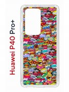 Чехол-накладка Huawei P40 Pro+ (588939) Kruche PRINT Звуки Комиксы