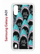 Чехол-накладка Samsung Galaxy A01/A015 (583858) Kruche PRINT Голодные Акулы
