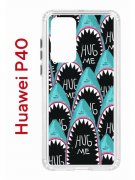 Чехол-накладка Huawei P40 (583862) Kruche PRINT Голодные Акулы