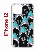 Чехол-накладка Apple iPhone 12  (588925) Kruche PRINT Голодные Акулы