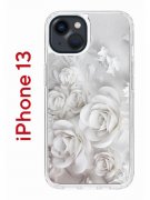 Чехол-накладка iPhone 13 Kruche Print White roses
