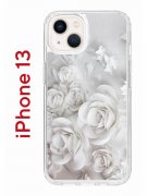Чехол-накладка iPhone 13 Kruche Print White roses