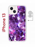 Чехол-накладка iPhone 13 Kruche Magnet Print Purple leaves