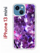 Чехол-накладка iPhone 13 mini Kruche Print Purple leaves