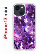 Чехол-накладка iPhone 13 mini Kruche Print Purple leaves