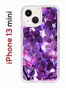 Чехол-накладка iPhone 13 mini Kruche Print Purple leaves
