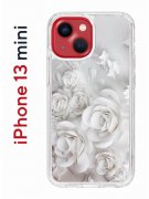 Чехол-накладка iPhone 13 mini Kruche Print White roses