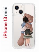 Чехол-накладка iPhone 13 mini Kruche Print Девочка с мишкой