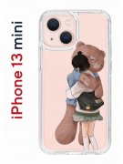 Чехол-накладка iPhone 13 mini Kruche Print Девочка с мишкой