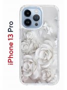 Чехол-накладка iPhone 13 Pro Kruche Print White roses