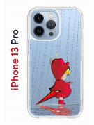 Чехол-накладка iPhone 13 Pro Kruche Print Девочка с зонтом