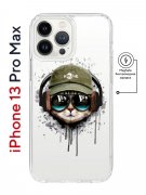 Чехол-накладка iPhone 13 Pro Max Kruche Magnet Print Кот в наушниках