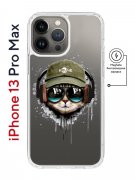 Чехол-накладка iPhone 13 Pro Max Kruche Magnet Print Кот в наушниках