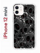 Чехол-накладка iPhone 12 mini Kruche Print Skull gray
