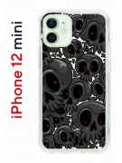 Чехол-накладка iPhone 12 mini Kruche Print Skull gray