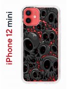 Чехол-накладка iPhone 12 mini Kruche Print Skull gray