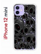 Чехол-накладка iPhone 12 mini Kruche Print Skull gray