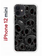 Чехол-накладка iPhone 12 mini Kruche Print Skull gray
